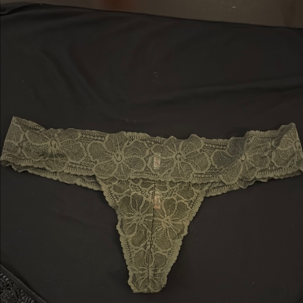 Victoria's Secret Dark Green Lace Thong